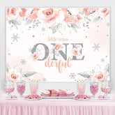 Toile de fond florale rose Little Miss Onederful Birtheday